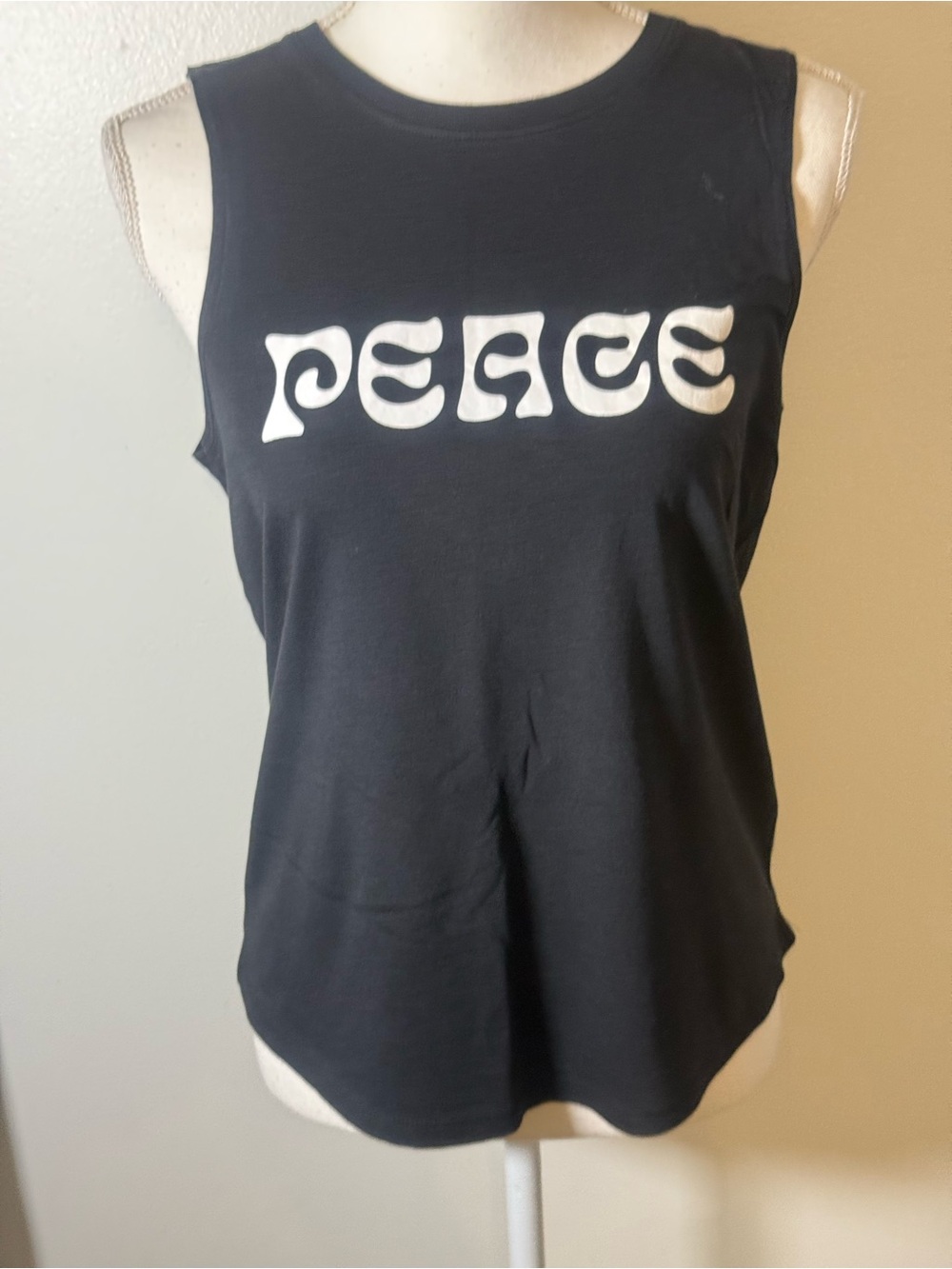 Spiritual Gangster Black Tank with White PEACE Graphic